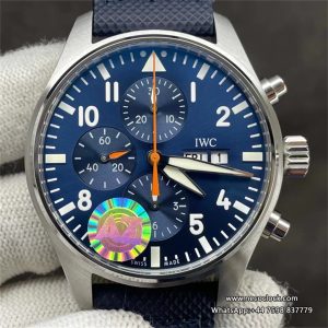 IWC Pilot Chrono 43mm IW377729 Blue Dial Blue Leather Strap AZ A7750
