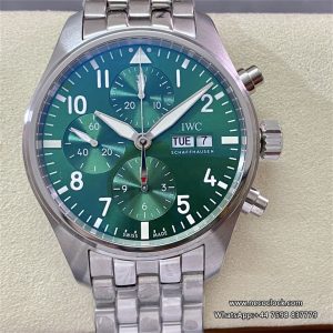 IWC Pilot Chrono 41mm IW388104 Green Dial SS Bracelet AZ A7750