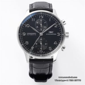 IWC Portugieser Chrono 41mm IW371609 Black Dial Black Leather Strap ZF A7750