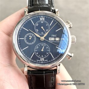 IWC Portofino Chrono 42mm IW391008 Black Dial Black Leather Strap TWF A7750