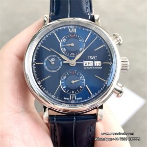 IWC Portofino Chrono 42mm IW391019 Blue Dial Black Leather Strap TWF A7750