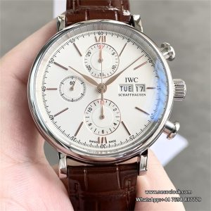 IWC Portofino Chrono 42mm IW391031 White Dial Brown Leather Strap TWF A7750
