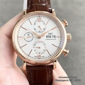 IWC Portofino Chrono 42mm IW391025 RG White Dial Brown Leather Strap TWF A7750