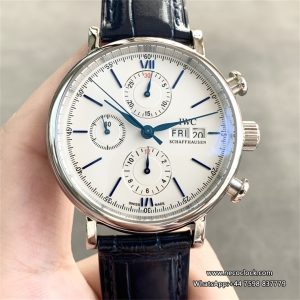 IWC Portofino Chrono 42mm IW391037 White Dial Blue Leather Strap TWF A7750