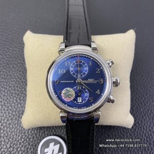 IWC Da Vinci Chrono Laureus Sport 42mm IW393402 Blue Dial Black Leather Strap ZF A7750