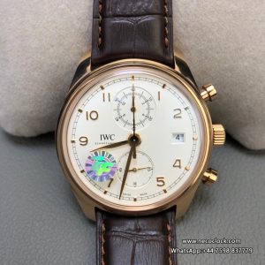 IWC Da Vinci Chrono 42mm RG White Dial Brown Leather Strap ZF A7750