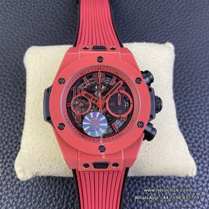 Big Bang Unico Chrono 42mm Red Ceramic Bezel Skeleton Dial Red Rubber Strap BBF A1280