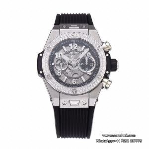 Big Bang Unico Chrono 42mm Diamond Bezel Skeleton Dial Black Rubber Strap BBF A1280