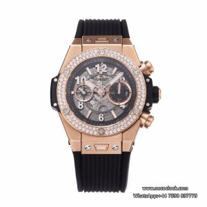 Big Bang Unico Chrono 42mm Diamond Bezel RG Skeleton Dial Black Rubber Strap BBF A1280