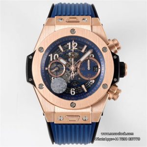 Big Bang Unico Chrono 42mm RG Blue Skeleton Dial Blue Rubber Strap BBF A1280
