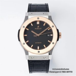 Classic Fusion 42mm RG Black Dial Black Leather Strap JJ+F A1110