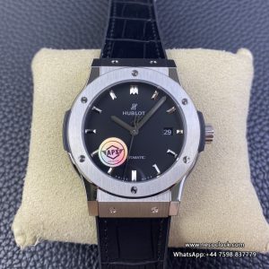 Classic Fusion 42mm Black Dial Black Leather Strap APSF A1110