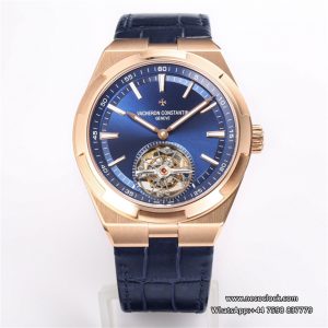 Overseas Tourbillon 42.5mm 6000V RG Blue Dial Blue Leather Strap BBRF Tourb