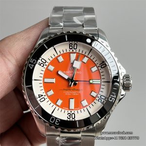 Breitling 44mm SUPEROCEAN Ceramic Orange Dial SS Bracelet TF A2824