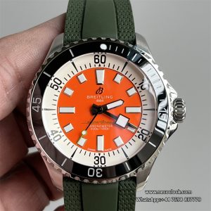Breitling 44mm SUPEROCEAN Ceramic Orange Dial Black Rubber Strap TF A2824