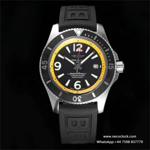 Breitling 42mm SUPEROCEAN Yellow/Black Dial Black Rubber Strap TF A2824