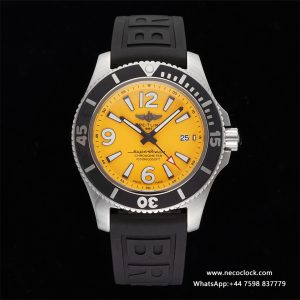 Breitling 42mm SUPEROCEAN Yellow Dial Black Rubber Strap TF A2824