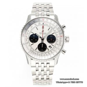 Breitling Chrono 43mm NAVITIMER B01 White/Black Dial SS Bracelet BLSF A7750