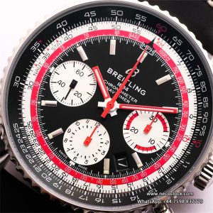 Breitling Chrono 43mm NAVITIMER B01 Black/White Dial Black Leather Strap BLSF A7750
