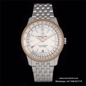 Breitling 41mm NAVITIMER RG White Dial SS Bracelet V7F A2824