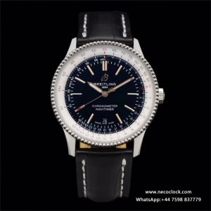 Breitling 41mm NAVITIMER Black Dial Black Leather Strap V7F A2824