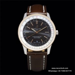 Breitling 41mm NAVITIMER Black/White Dial Brown Leather Strap V7F A2824