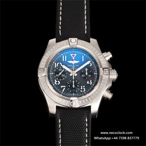 Breitling Chrono 45mm AVENGER Grey/Black Dial Black Leather Strap BLSF A7750