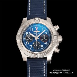 Breitling Chrono 45mm AVENGER Blue/Black Dial Blue Leather Strap BLSF A7750