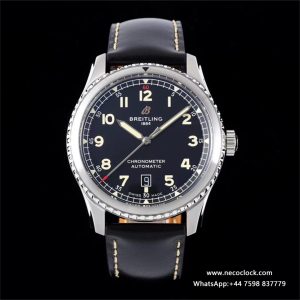 Breitling 41mm Navitimer 8 Black Dial Black Leather Strap TF A2824
