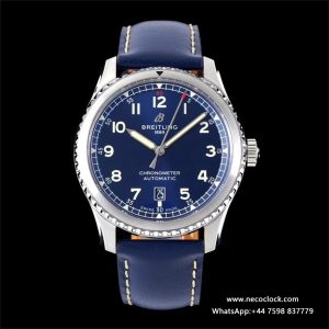 Breitling 41mm Navitimer 8 Blue Dial Blue Leather Strap TF A2824