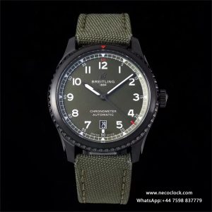Breitling 41mm Navitimer 8 Black Steel Green Dial Green Nylon Strap TF A2824