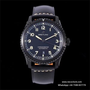 Breitling 41mm Navitimer 8 Black Steel Black Dial Black Leather Strap TF A2824