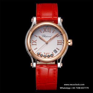Happy Sport 30mm RG White Dial Red Leather Strap TF A2892
