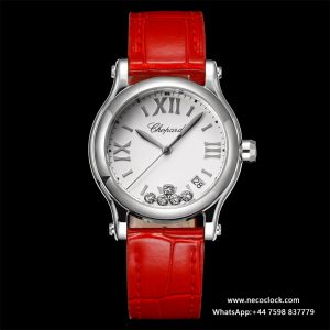 Happy Sport 30mm White Dial Red Leather Strap TF A2892
