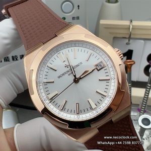 Overseas 4500V 41mm Silver Dial RG Brown Rubber Strap 8F A5100