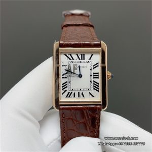 Tank Solo 27.4mm RG Brown Leather White Dial AF Quartz