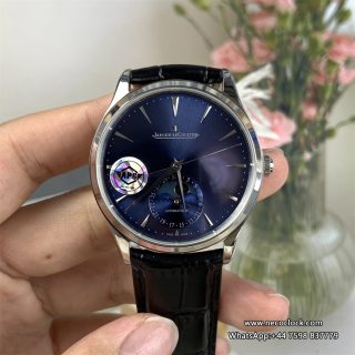 Master Ultra Thin Moon 39mm Blue Dial Black Leather Strap APSF A925