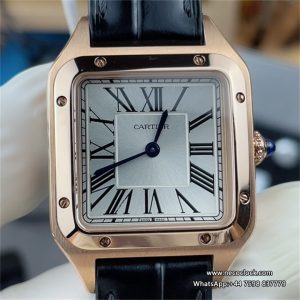 Santos Dumont 38*27.5mm RG White Dial Black Leather Strap F1F Swiss Quartz