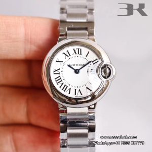 Ballon Bleu De Cartier white Dial 28mm Ladies SS Bracelet 3kf Swiss Quartz