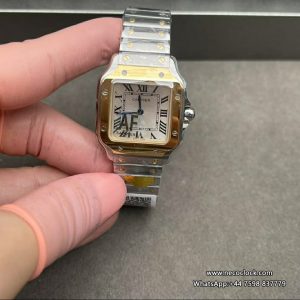 Santos De Cartier 34.5mm SS/YG Silver Dial AF Quartz