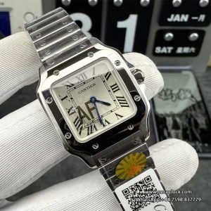 Santos De Cartier 34.5mm SS/SS Silver Dial AF Quartz