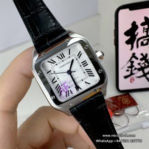 Santos De Cartier 35mm Black SS/LE White Dial AF MY9015