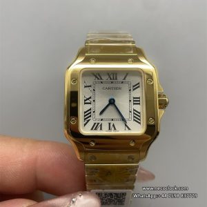 Santos De Cartier 27mm YG/YG Silver Dial AF Quartz