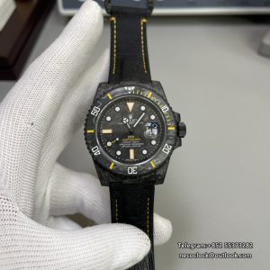 DIW Submariner 40mm Forged Carbon Yellow Element Black Dial Black Nylon Strap VSF VS3135