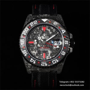 VSF VR3186 DIW GMT-Master II   Carbon Red Bezel Black Dial  Black Nylon Strap