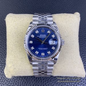 DateJust 36mm Fluted Bezel Blue Motif Dial Diamond Marker Jubilee Bracelet VSF VS3235