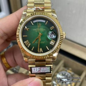 QF Gain Weight V6 A2836 DayDate 40MM Gradual Green Dial President Bracelet