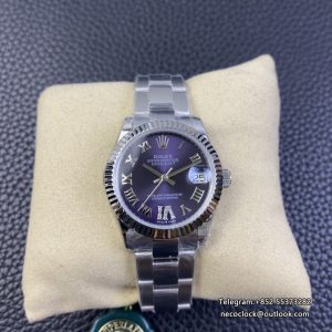 DateJust 31mm Ladies Purple Dial Diamond Roma Marker Oyster Bracelet WF A2671
