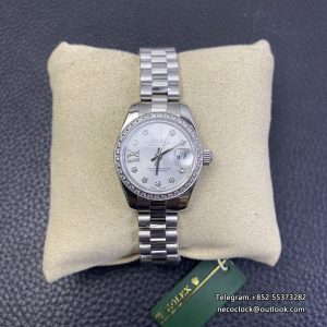 DateJust 28mm Ladies Diamond Bezel Silver Dial Roma Marker Jubilee Bracelet WF A2236