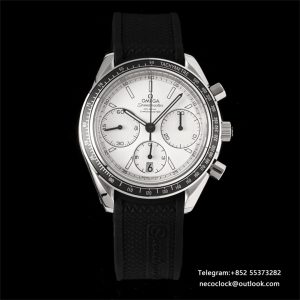 Speedmaster 40mm Racing Master White Dial Black Rubber Strap HRF A7750